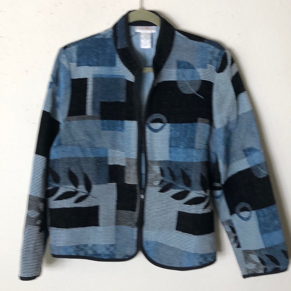 Vintage Tapestry Preswick Moore size L Blazer CoatColor Block blue black